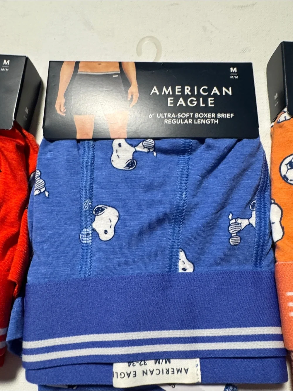 Snoopy Boxer Briefs Mens Medium American Eagle Red Orange Blue Lot Of 3